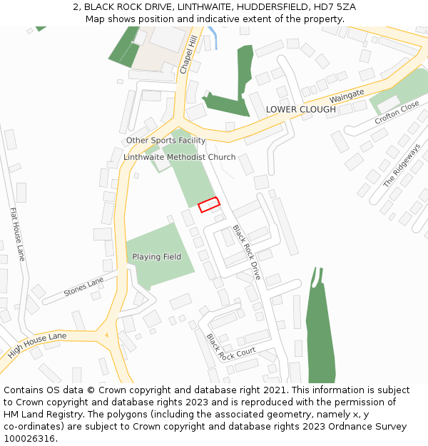 2, BLACK ROCK DRIVE, LINTHWAITE, HUDDERSFIELD, HD7 5ZA: Location map and indicative extent of plot