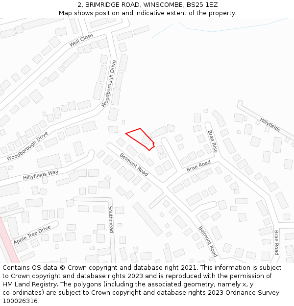 2, BRIMRIDGE ROAD, WINSCOMBE, BS25 1EZ: Location map and indicative extent of plot