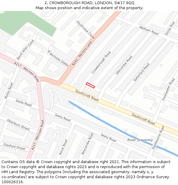 2, CROWBOROUGH ROAD, LONDON, SW17 9QQ: Location map and indicative extent of plot