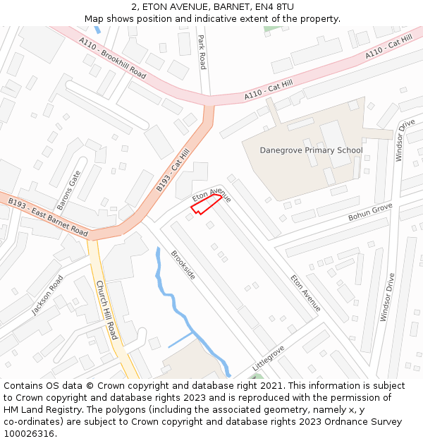 2, ETON AVENUE, BARNET, EN4 8TU: Location map and indicative extent of plot