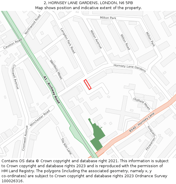 2, HORNSEY LANE GARDENS, LONDON, N6 5PB: Location map and indicative extent of plot