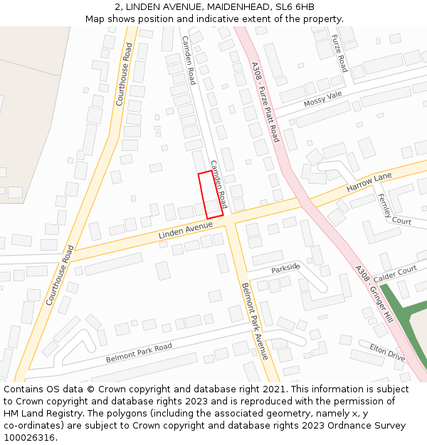 2, LINDEN AVENUE, MAIDENHEAD, SL6 6HB: Location map and indicative extent of plot