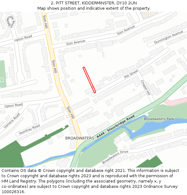 2, PITT STREET, KIDDERMINSTER, DY10 2UN: Location map and indicative extent of plot