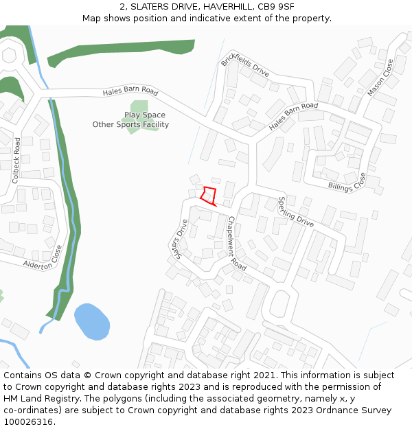 2, SLATERS DRIVE, HAVERHILL, CB9 9SF: Location map and indicative extent of plot