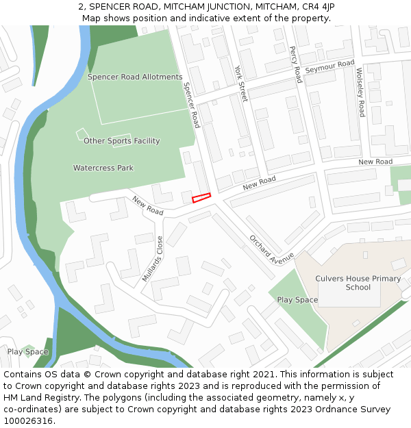 2, SPENCER ROAD, MITCHAM JUNCTION, MITCHAM, CR4 4JP: Location map and indicative extent of plot
