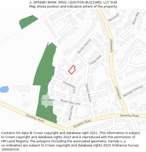 2, SPINNEY BANK, WING, LEIGHTON BUZZARD, LU7 0UB: Location map and indicative extent of plot