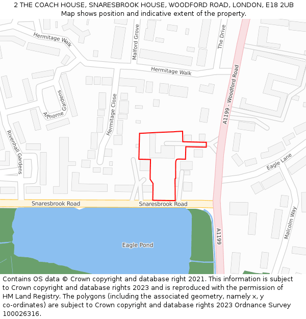 2 THE COACH HOUSE, SNARESBROOK HOUSE, WOODFORD ROAD, LONDON, E18 2UB: Location map and indicative extent of plot