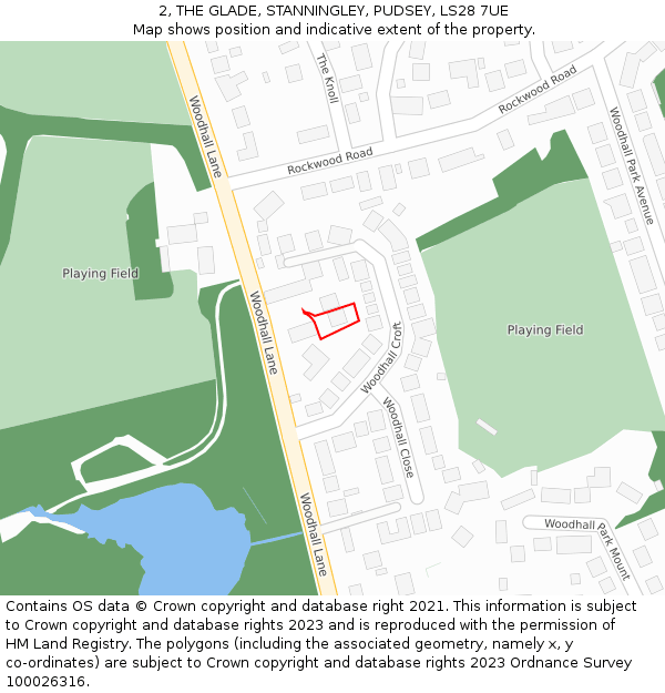 2, THE GLADE, STANNINGLEY, PUDSEY, LS28 7UE: Location map and indicative extent of plot