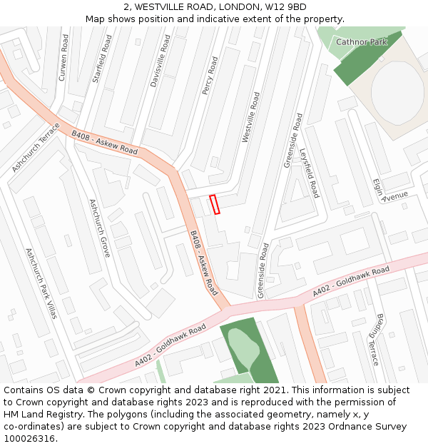 2, WESTVILLE ROAD, LONDON, W12 9BD: Location map and indicative extent of plot