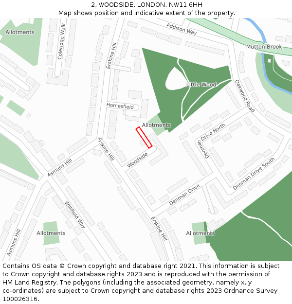2, WOODSIDE, LONDON, NW11 6HH: Location map and indicative extent of plot