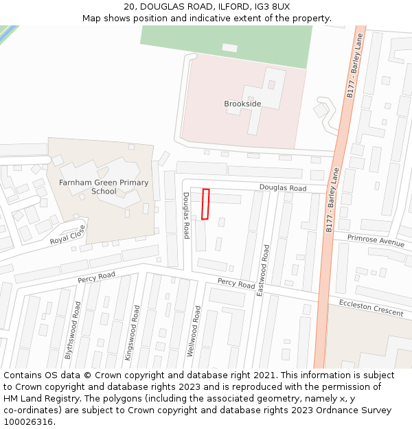 20, DOUGLAS ROAD, ILFORD, IG3 8UX: Location map and indicative extent of plot