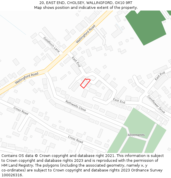 20, EAST END, CHOLSEY, WALLINGFORD, OX10 9RT: Location map and indicative extent of plot