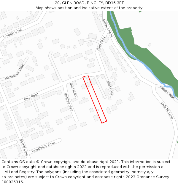 20, GLEN ROAD, BINGLEY, BD16 3ET: Location map and indicative extent of plot