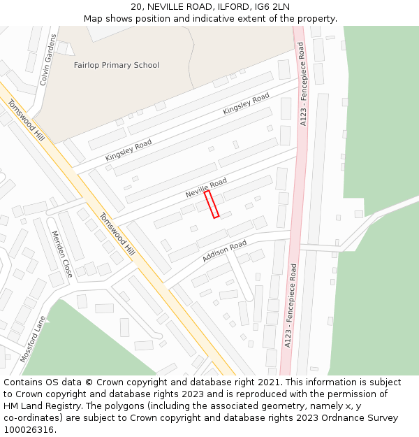20, NEVILLE ROAD, ILFORD, IG6 2LN: Location map and indicative extent of plot