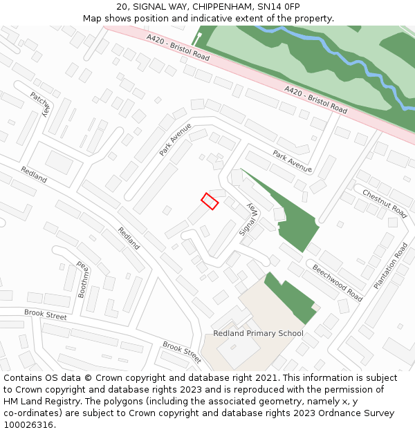 20, SIGNAL WAY, CHIPPENHAM, SN14 0FP: Location map and indicative extent of plot