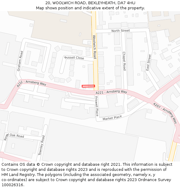 20, WOOLWICH ROAD, BEXLEYHEATH, DA7 4HU: Location map and indicative extent of plot