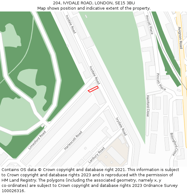 204, IVYDALE ROAD, LONDON, SE15 3BU: Location map and indicative extent of plot