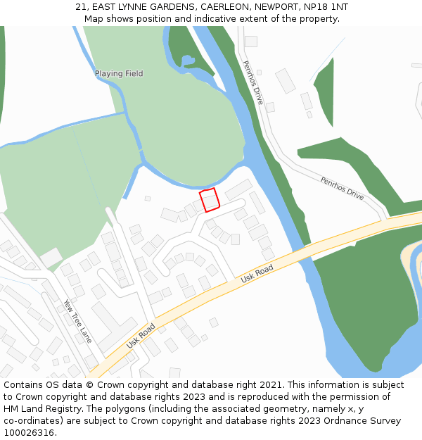 21, EAST LYNNE GARDENS, CAERLEON, NEWPORT, NP18 1NT: Location map and indicative extent of plot