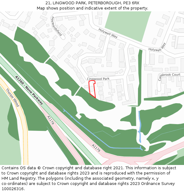21, LINGWOOD PARK, PETERBOROUGH, PE3 6RX: Location map and indicative extent of plot