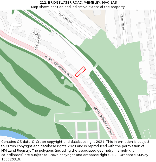 212, BRIDGEWATER ROAD, WEMBLEY, HA0 1AS: Location map and indicative extent of plot