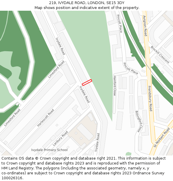 219, IVYDALE ROAD, LONDON, SE15 3DY: Location map and indicative extent of plot
