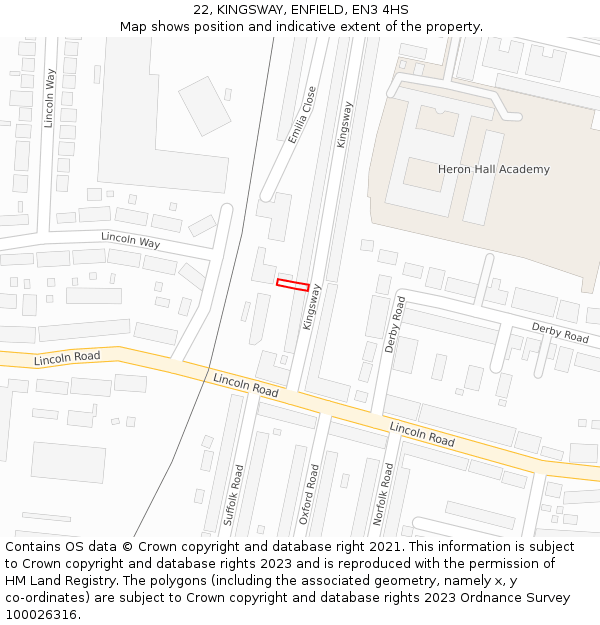 22, KINGSWAY, ENFIELD, EN3 4HS: Location map and indicative extent of plot
