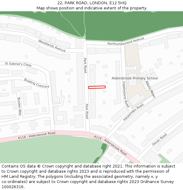 22, PARK ROAD, LONDON, E12 5HQ: Location map and indicative extent of plot