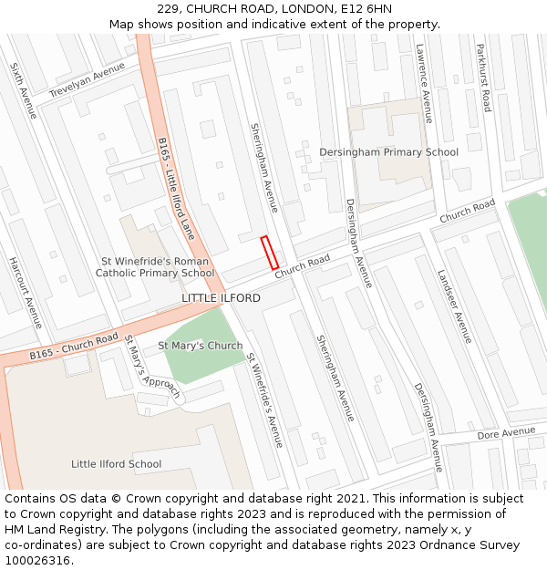 229, CHURCH ROAD, LONDON, E12 6HN: Location map and indicative extent of plot