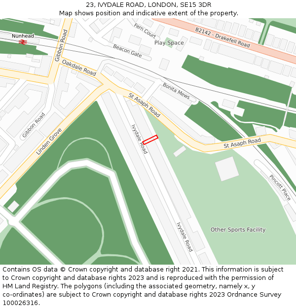 23, IVYDALE ROAD, LONDON, SE15 3DR: Location map and indicative extent of plot