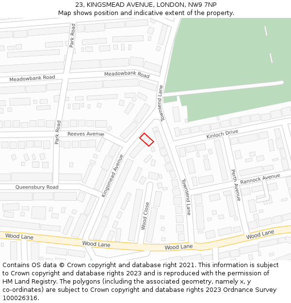 23, KINGSMEAD AVENUE, LONDON, NW9 7NP: Location map and indicative extent of plot