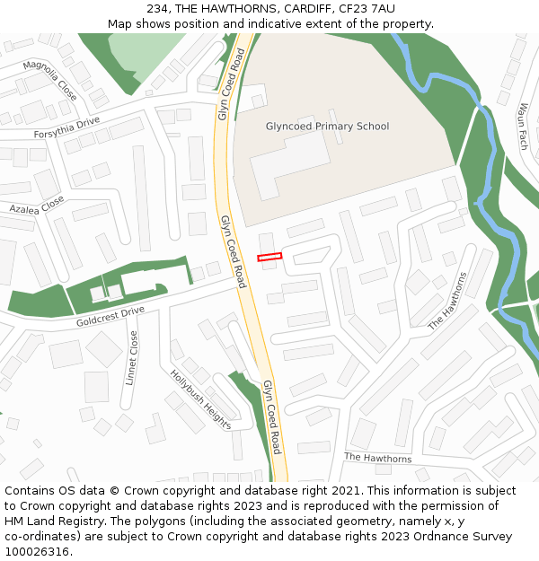 234, THE HAWTHORNS, CARDIFF, CF23 7AU: Location map and indicative extent of plot