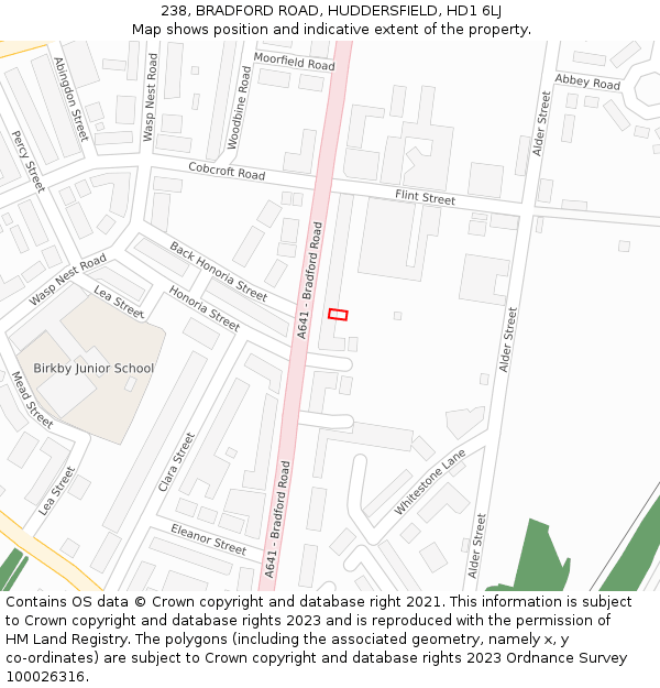 238, BRADFORD ROAD, HUDDERSFIELD, HD1 6LJ: Location map and indicative extent of plot