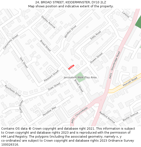 24, BROAD STREET, KIDDERMINSTER, DY10 2LZ: Location map and indicative extent of plot