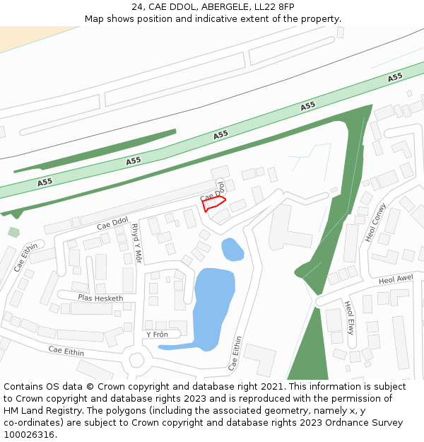 24, CAE DDOL, ABERGELE, LL22 8FP: Location map and indicative extent of plot
