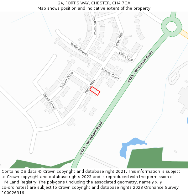 24, FORTIS WAY, CHESTER, CH4 7GA: Location map and indicative extent of plot