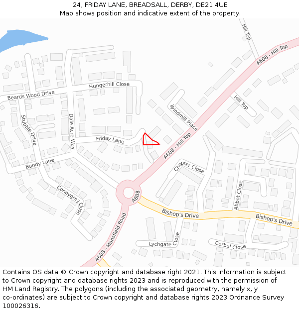 24, FRIDAY LANE, BREADSALL, DERBY, DE21 4UE: Location map and indicative extent of plot