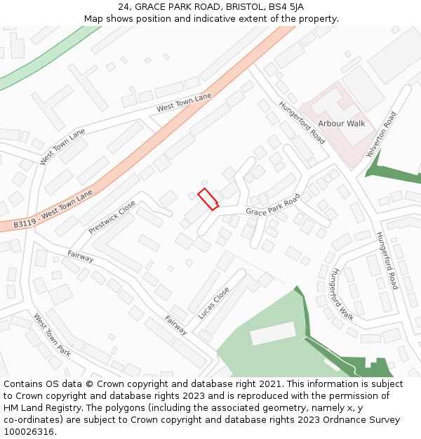 24, GRACE PARK ROAD, BRISTOL, BS4 5JA: Location map and indicative extent of plot