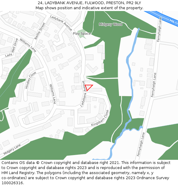 24, LADYBANK AVENUE, FULWOOD, PRESTON, PR2 9LY: Location map and indicative extent of plot