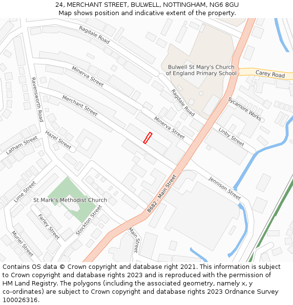 24, MERCHANT STREET, BULWELL, NOTTINGHAM, NG6 8GU: Location map and indicative extent of plot