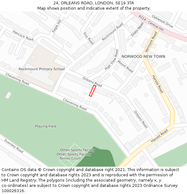 24, ORLEANS ROAD, LONDON, SE19 3TA: Location map and indicative extent of plot