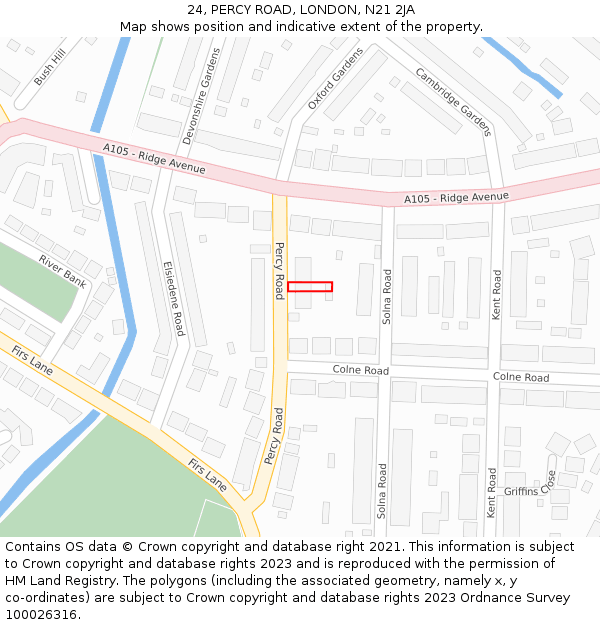 24, PERCY ROAD, LONDON, N21 2JA: Location map and indicative extent of plot
