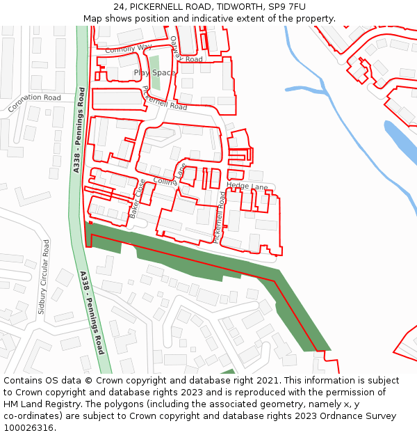 24, PICKERNELL ROAD, TIDWORTH, SP9 7FU: Location map and indicative extent of plot
