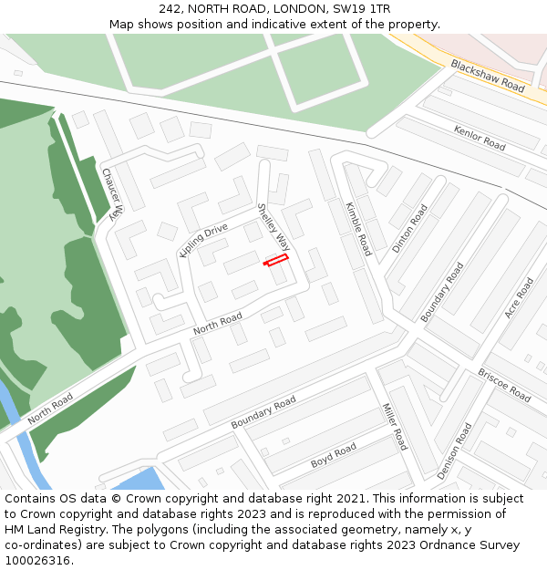 242, NORTH ROAD, LONDON, SW19 1TR: Location map and indicative extent of plot