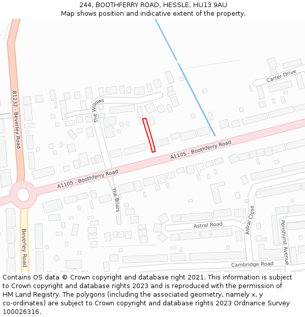 244, BOOTHFERRY ROAD, HESSLE, HU13 9AU: Location map and indicative extent of plot