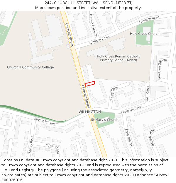 244, CHURCHILL STREET, WALLSEND, NE28 7TJ: Location map and indicative extent of plot