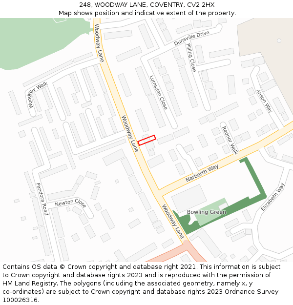 248, WOODWAY LANE, COVENTRY, CV2 2HX: Location map and indicative extent of plot