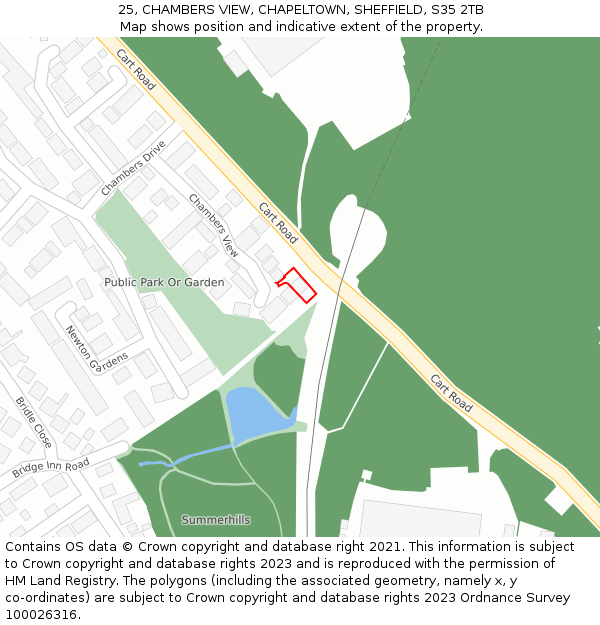 25, CHAMBERS VIEW, CHAPELTOWN, SHEFFIELD, S35 2TB: Location map and indicative extent of plot