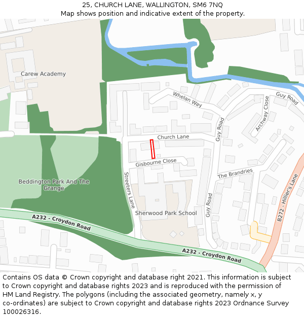 25, CHURCH LANE, WALLINGTON, SM6 7NQ: Location map and indicative extent of plot