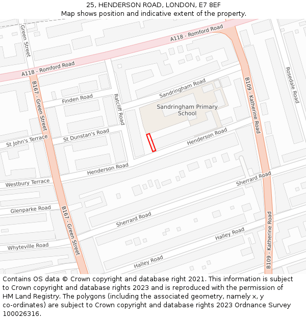 25, HENDERSON ROAD, LONDON, E7 8EF: Location map and indicative extent of plot