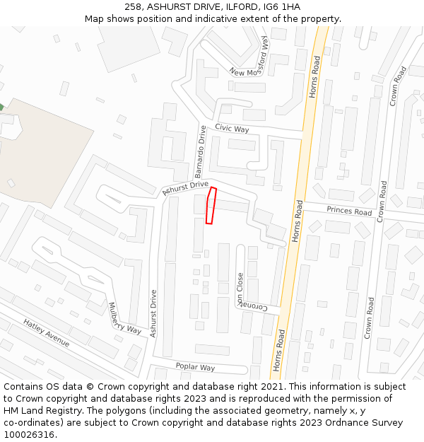 258, ASHURST DRIVE, ILFORD, IG6 1HA: Location map and indicative extent of plot